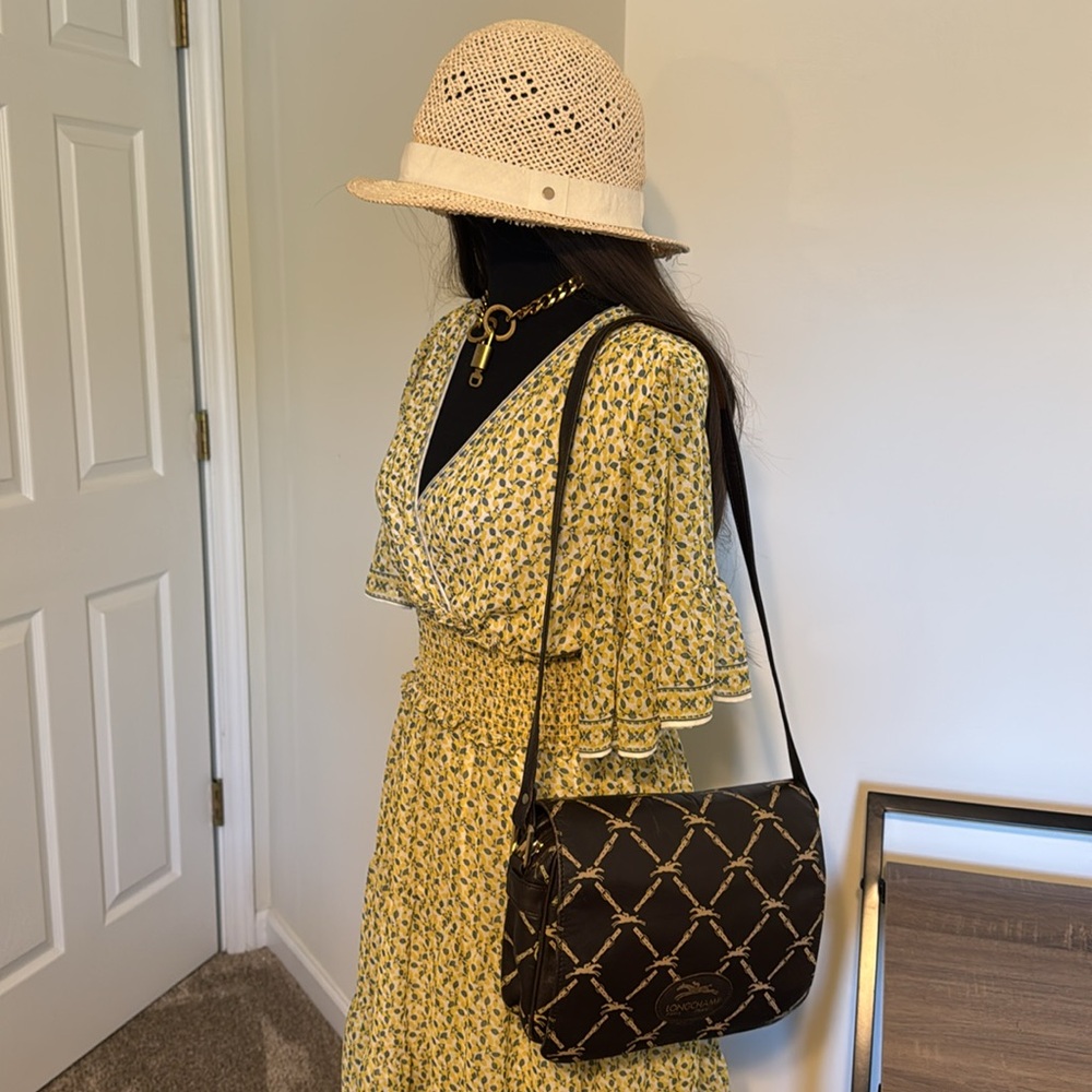 Longchamp Shoulder Bag Leather Dark Brown Horse - Picture 3 of 14